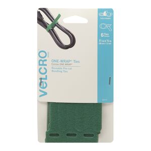 Velcro 6-Piece One-Wrap Bundling Ties Green 1/2 x 11inch Velcro 6-Piece One-Wrap Bundling Ties Green 1/2 x 11inch